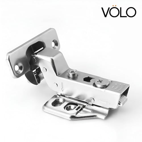 Image of VOLO Cabinet Hinges, Set of 1 (2 Pieces) for Furniture, Wardrobes, Doors, and Storage Units | (3D Soft Close (Stainless Steel), 15 Crank | Inset)