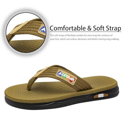 Image of Mens Flip Flops Thong Sandals Lightweight Comfortable Summer Beach Slides Soft Cushion Footbed Open Toe Slippers for Pool Showers Dorms Water Friendly Indoor and Outdoor