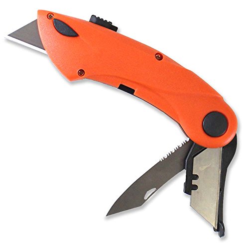 BLADE PRO 5-in-1 Folding Knife | Dual Blade with Smooth & Serrated Edges | Built-in LED Light & Extra Blade Storage | 6