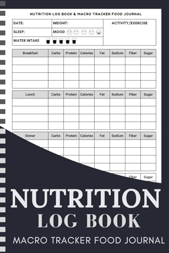 Nutrition Log Book & Macro Tracker Food Journal: Food Diary Log For Easy Tracking of Your Meals, Calories, Protein, Fat, Carbs, Fiber, Sugar, Sodium & Potassium