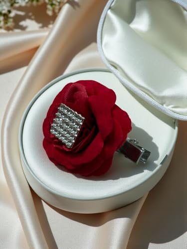 Image of AccessHer Rose Hair Clip for Bridal Bun /Juda Hair Pin Hairstyles | Artificial Flower Hair Clip for Kids, Baby Girl, Toddlers | Hair Accessories for Women, Girls, Kids