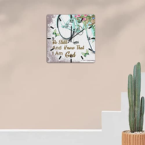 Wood Wall Clock 10In Vintage Flowers And Bicycles Wall Clock Modern Chic Style Tuscan Style Silent Non Ticking Battery Operated Nature Wall Decor For Farmhouse Shelf Study Room Shop #TOP6
