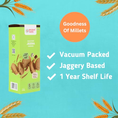 Ancient Roots Jeera Cookies - 150g / Biscuits (16-18 Pcs) / For Delicious Healthy Snacks/Best Paired with Tea & Coffee, No Maida, No Sugar, No Palm Oil / 100% Butter & Jaggery... - Image 3