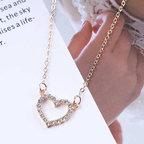 Boho Hochzeit Cz Tiny Heart Halskette Gold Kleine Strass Zierliche Herz Kette Anhänger Halskette Zart Einfach Niedlich Kristall Liebe Form Choker Hohl Glitzernd Dünne Zirkonia Minimalistisch Frauen