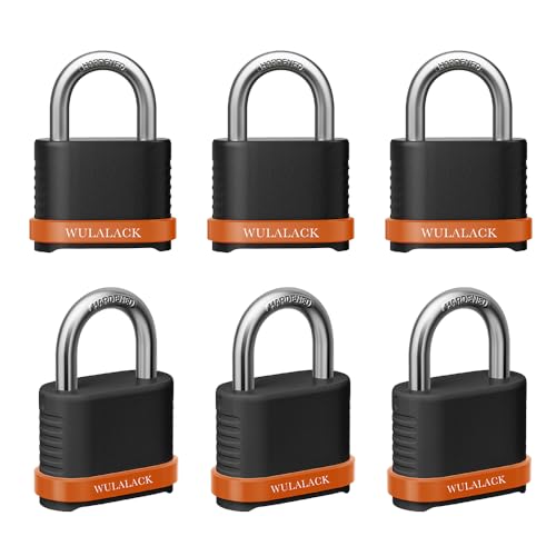 Image of WULALACK 4 Digit Heavy Duty Combination Lock, Weatherproof Combo Padlock for Outdoor Use - Suitable for Sheds, Fences, Gates, Hasps & Storage Units，6 Pack (Matte Black)