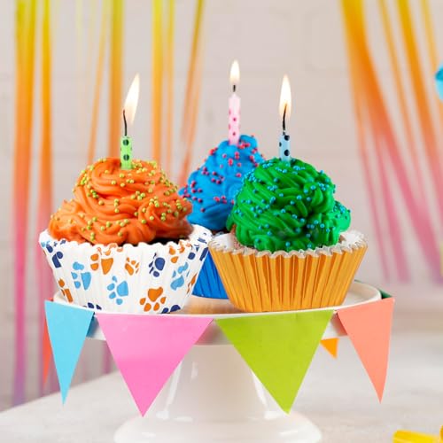 FYSUIMU 300Pcs Paw Cupcake Liner Blue Orange Foil Baking Cup Dog Paw Paper Muffin Liner Cake Storage Container for Birthday Baby Shower Party DIY Crafts Supplies