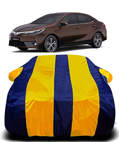 Image of Waterproof Car Cover with Ultra Surface Body Protection (Yellow Stripes) (Toyota Corolla Altis)