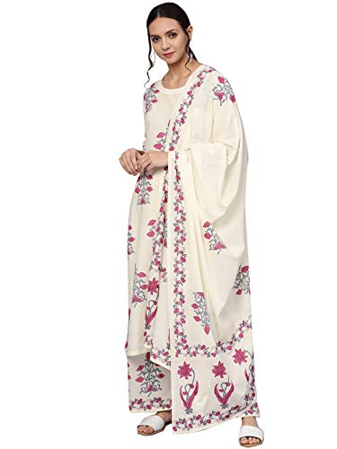 Image of ishin Women's Rayon Burgundy Embellished A-Line Kurta set With Skirt