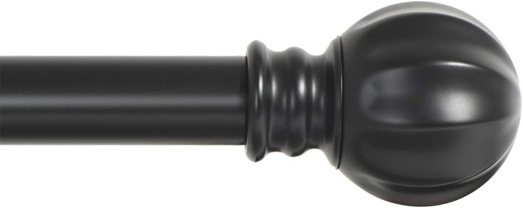 IvilON Bastone Per Tenda Stile Ball, Finish Nero, Ferro, Regolabile Da 28 A 48 Pollici (71-122 Cm)