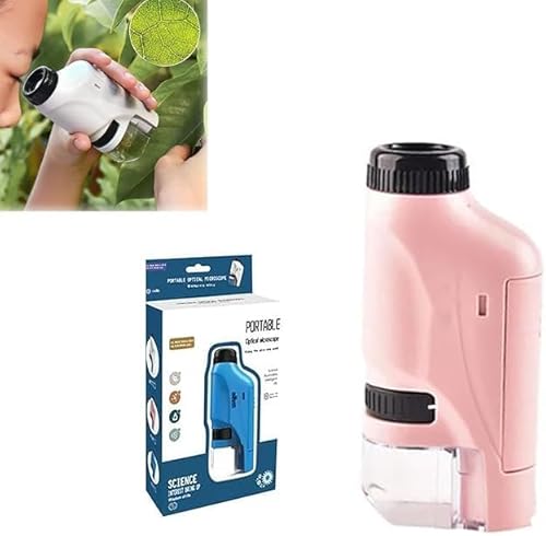 Pocket Microscope for Kids,Portable Handheld Mini Microscope Toy,Little Scientist Mini Microscope,Handheld Microscope for Kids (Pink)