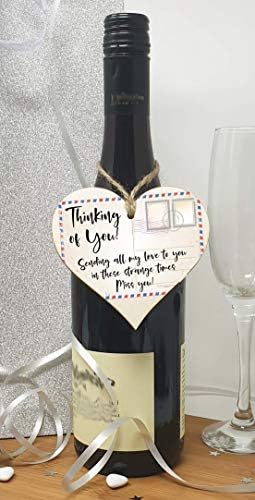 The Plum Penguin Handmade Wooden Hanging Heart Plaque Gift Thinking of you sending all my love sending well wishes to absent friends miss you keepsake long distance friendship postcard style