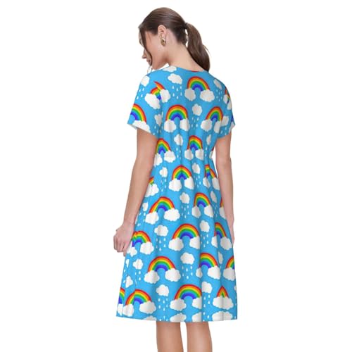 Robe décontractée à manches courtes avec imprimé nuages - 2