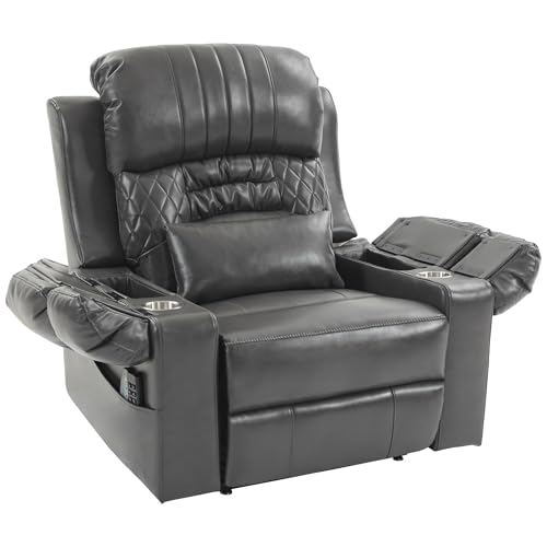 Image of FUNECORP Power Lift Recliner Chair Triple Motor with Vibration Massage | with Vibration Massage and Lumbar Heating, Adjustable Headrest for Elderly People, Faux Leather