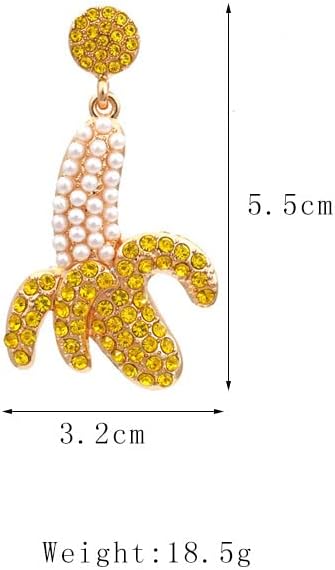 Rhinestone Banana Earrings for Women Dainty Pearl Crystal Banana Dangle Earrings Cute Fruit Bananas Earring Trendy Summer Beach Jewelry Gift - Image 7
