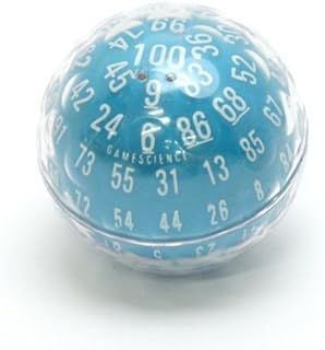 GameScience Role Playing Dice - D100 Opaque Blue & White Spherical Dice / Die - ZOCCHIHEDRON - Blemished