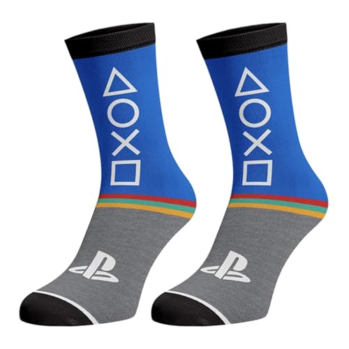 Bioworld PlayStation Men's Console Controller Logo Designs 3-Pack Mid-Calf Adult Crew Socks Shoe Size 8-124