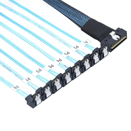 Cable SlimSAS LP SFF-8654 8i a 8x SATA 7P 0.5m miniatura 4