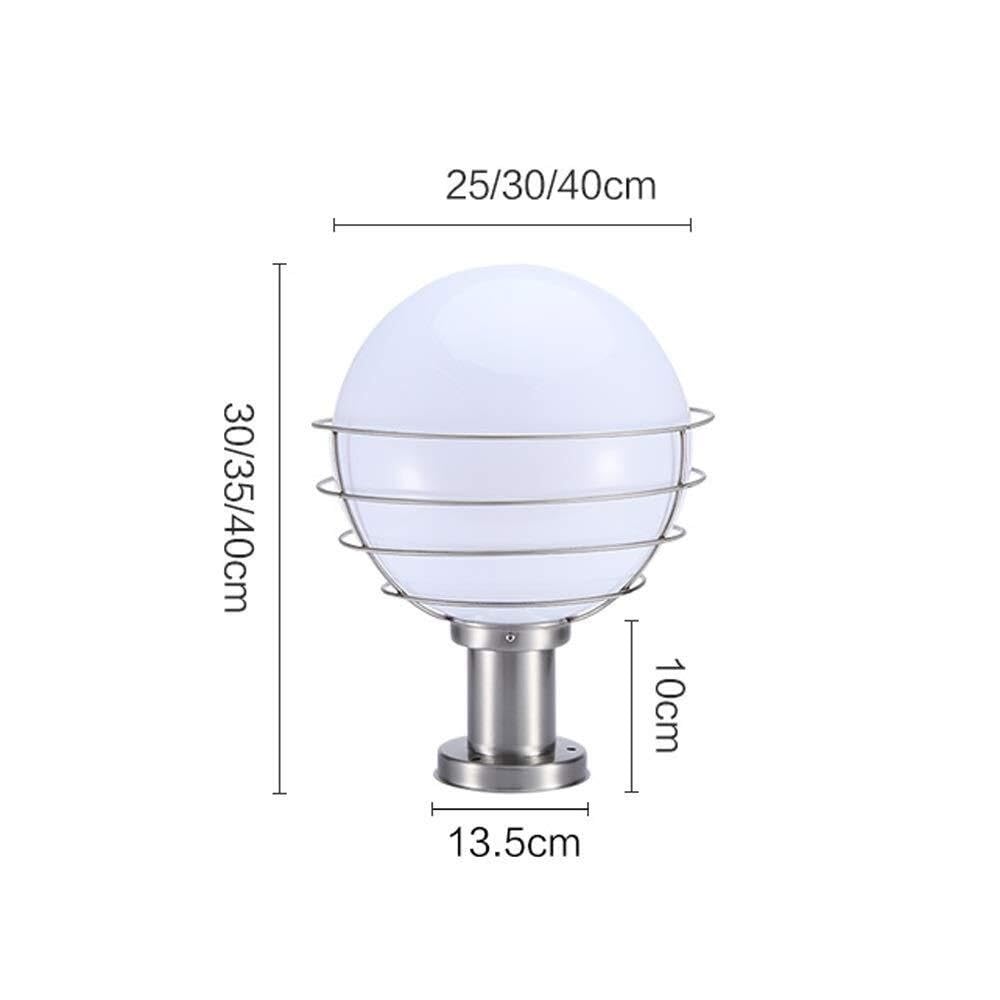 Lampa Słupki Kula Zewnętrzna Kolumna Świetlna Wodoodporna Lampa Słupowa Nowoczesna Okrągła Stal Nierdzewna Akrylowe Oświetlenie Krajobrazowe Zewnątrz i Drogę(30cm)