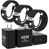 45W Super Fast Charger USB C,3 Pack USB C Charger Block with 10/10/6FT Type C Cable Fast Charge for Samsung Galaxy S26 S25 Ultra S26+/S24/S23/S22/S21, Android, Galaxy Tablet, iPhone 17/16/15 Pro Max