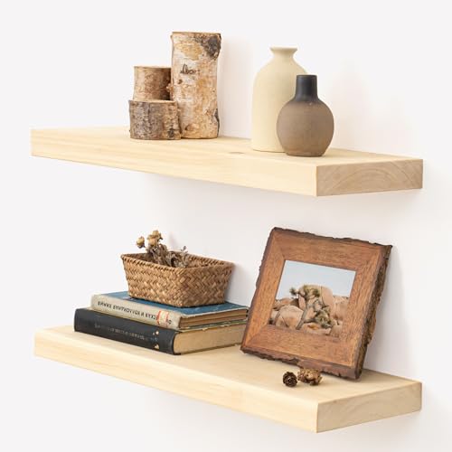 Marsmiles Natural Floating Shelves for Wall - 24 Inch Unfinished