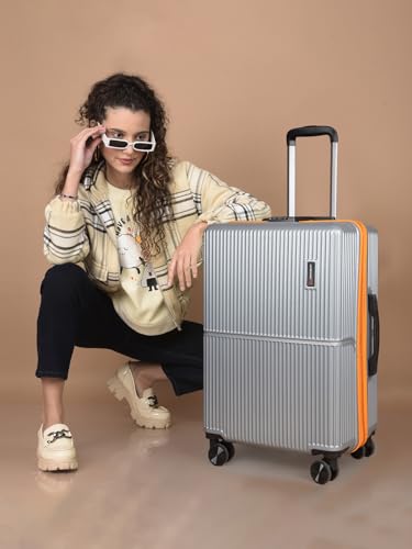 Image of Move-Meant Set of 2 Glide Small & Medium Check-in Suitcase | 55 Cm & 66 Cm | 360 Degree 8 Wheels Number Lock Polycarbonate MAT. Grey Trolley Bag | Luggage for Travel - Pack of