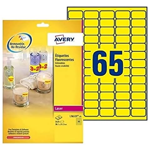 Avery L7651Y-25 Customisable Neon Yellow Labels Cover