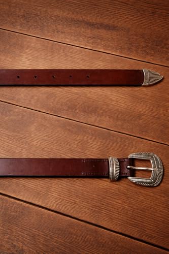 Image of Premium Black /Brown Leather Belt with Engraved 25mm (1 inch) Zinc Alloy Buckle | Stylish Formal & Casual Waist Belt for Men & Women | Perfect for Jeans & Trousers