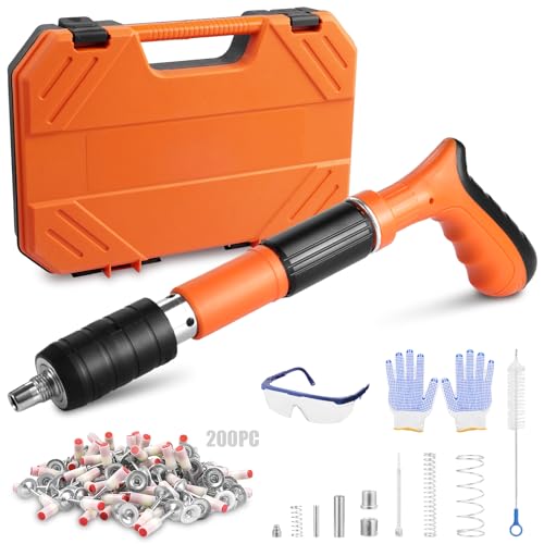 Manual Mini Steel Nail Gun 5 Gears Power Adjustable Wall Nail Guns for Ceiling，Manual Steel Nails Gun Tool, Concrete Nail Gun, Mini Portable Nail Shooting Machine with 200 Nails (Nail Gun Set)