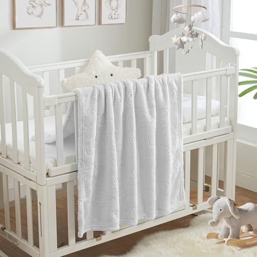 Image of BORITAR Baby Blanket for Boys Girls Ultra Soft Fleece Warm and Lightweight Elephant Animal Blankets for Infant Toddler Newborn, 30x40 Inch, Grey