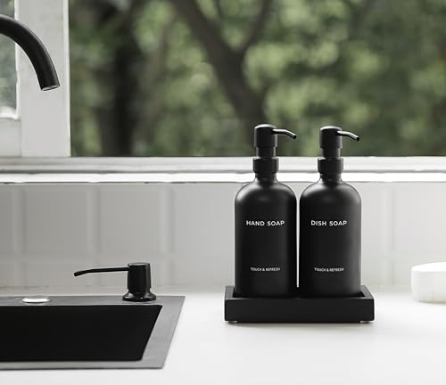 Black Soap Dispenser Set with Tray - Hand and Dish Soap Dispenser for Kitchen,Modern Kitchen Decor & Accessories. (Black) - Cosy Home Interiors Black Soap Dispenser Set with Tray - Hand and Dish Soap Dispenser for Kitchen,Modern Kitchen Decor & Accessories. (Black) - Image 4