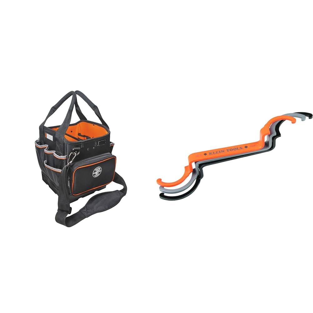 Klein Tools 5541610-14 Tool Bag with Shoulder Strap Has 40 Pockets for Tool Storage and Orange Interior 50900R