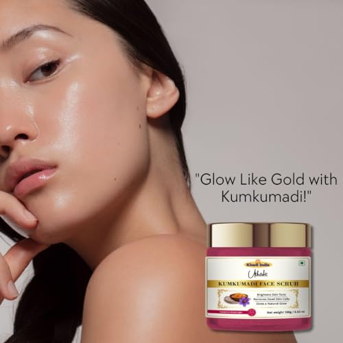 Image of Khadi Kumkumadi Face Scrub 100 gm | Infused with Saffron | Brightens for Glowing & Even Out Skin Tone | For Dark Spots & Pigmentation | All Skin Types | Exfoliating Scrub for Men & Women