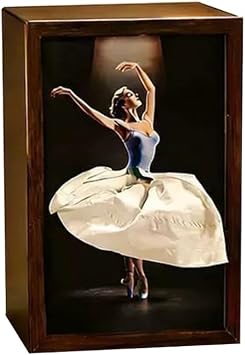 Natural Wood Tissue Box with Ballet Dancer Figure Desktop Paper Dispenser for Living Room Bedroom Bathroom Wooden Tissue Box