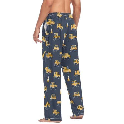 Men’s Yellow Trucks Pajama Pants with Pockets, Comfortable Lounge Sleep Bottoms#781 5