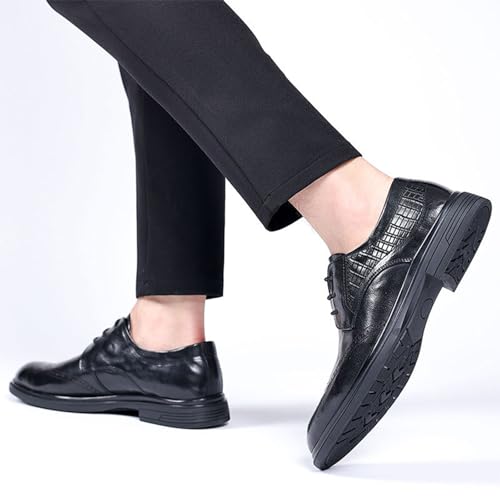 Leather Male Dress Shoes Lace-Up Comfortable Non-Slip Dress Sneakers Formal Business Casual Oxford Trendy Plaid Upper Tuxedo Shoes for Men3