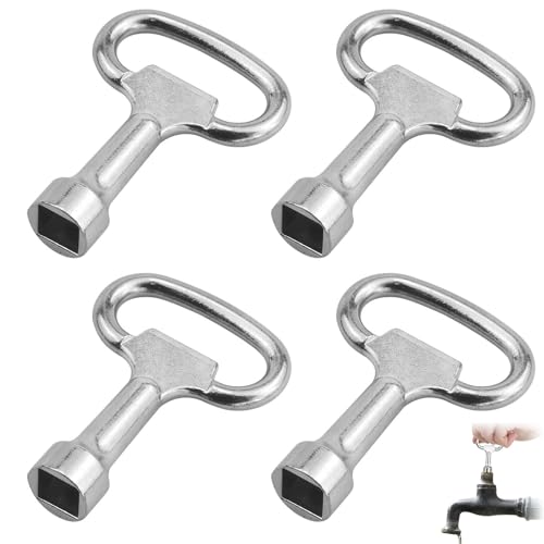 vcsjw Lot de 4 clés carrées de 8 mm, clé à douille, clé de purge de chauffage, clé carrée, robinet, clé de purge en alliage de zinc, clé universelle à 4 pans pour compteur d'eau à gaz
