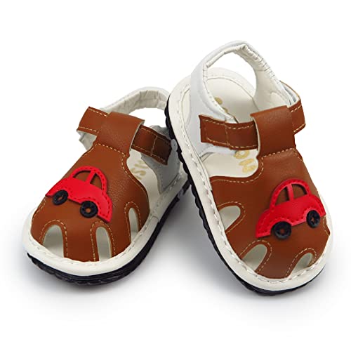 Image of WILLFUN Baby Boy Girl Summer Infant Squeaky Sandals Premium Rubber Sole Closed-Toe Non-Slip Shoes Toddler First Walkers