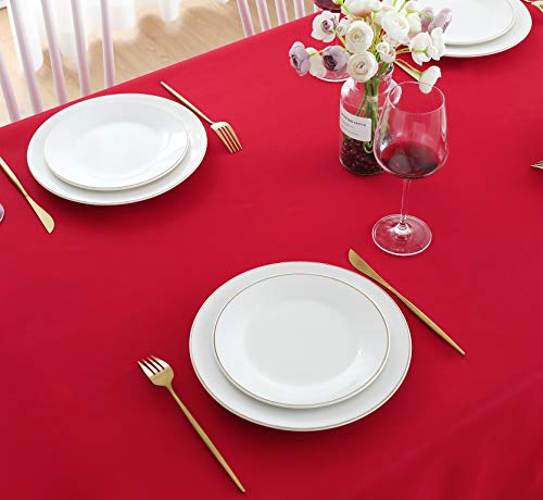 Image of FOLINS&HOME Red Rectangle Tablecloth, 52 x 70 Inch Waterproof Table Cloth