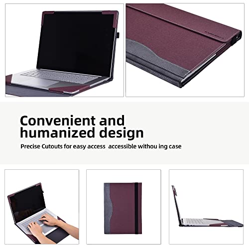Funda para Surface Laptop 15 Pulgadas Cuero PU Rojo Vino miniatura 5