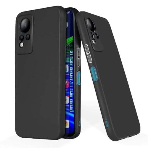 Image of Soft Silicone Mobile Back Cover Compatible with Infinix Note 11 /Infinix Note 12 | Shockproof Protective Case /Cover with Full Edge Protection (Plain Black)($BL-INF-NOT11-000)