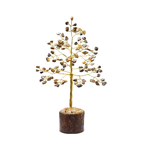 Image of ZAICUS Tiger Eye Crystal Tree of Life Feng Shui Bonsai 7-8 Inch