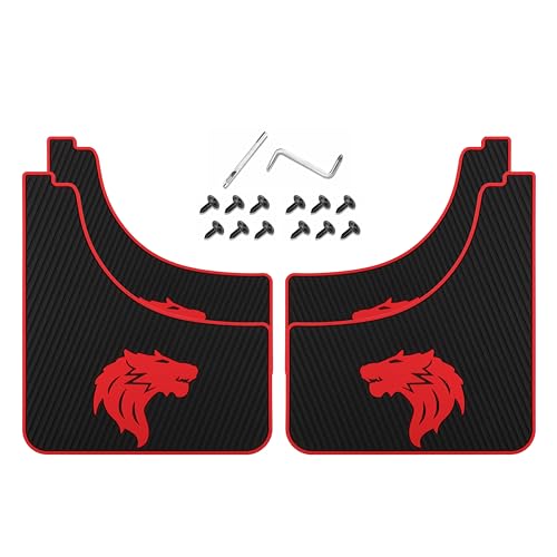 Image of Car Mud Flaps Screw and Clips Universal Rubber Mudguard Soft No Collision Splash Guards (4pcs, Wolf Head)