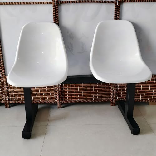 SRNSAEB Outdoor Waiting Room Chairs Set of 2 Seats Plastic, Multicolor Reception Bench with Back, Public Areas Temporary Resting Bench for Park/Terrace/Canteen(White,Black)