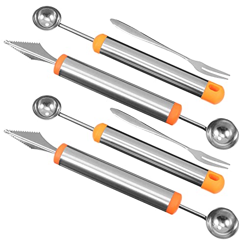 DOITOOL 6pcs Stainless Steel Fruit Forks Carving Cutters Forks Digging Tools for Home Restaurant Use for Fruit Carving and Serving