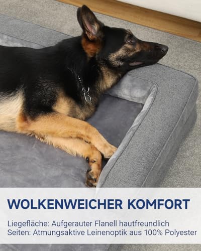 KSIIA Orthopädisches Hundebett Grosse Hunde Abnehmbar Waschbar 104x68x17cm