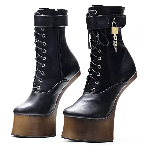 JiaLuoWei Women Ankle Boots, 7inch High Heel New Fancy Pony Play Boot Fetish Ankle Platform Boots2
