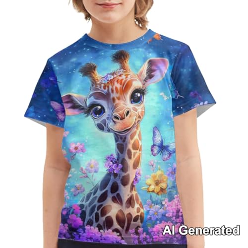 Image of Xhuibop Kids Tshirts Girls Boys 3-16 Years Summer Clothes for Teens Loose Fitting Tops
