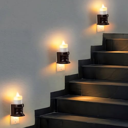 Meonum XU-MEONUM-601 Flameless Candle Night Light Plug Into Wall, Led Motion Sensor Dusk To Dawn Nightlight Farmhouse Vintage Rustic Flicker Night Light thumb #8