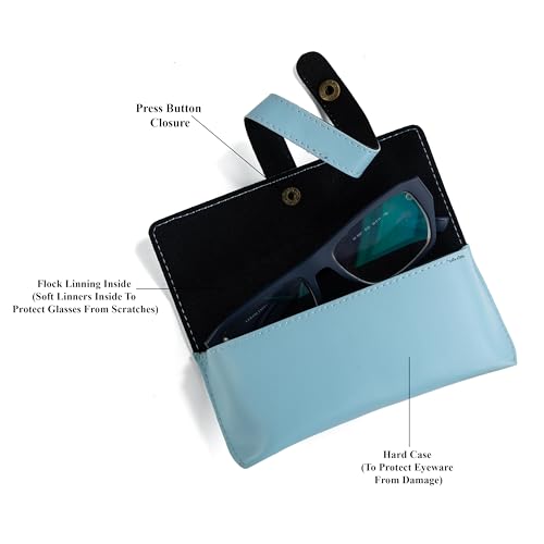 Image of AICA Personalised Name & Charm Leather Sunglass Case Cover for Men & Women | Hard Case Eyewear Cover