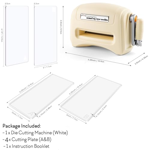 Mini Manual Die Cutting and Embossing Machine,for Arts&Crafts,Scrapbooking& Cardmaking,3" Opening,Crafting Projects Cutting Machine for Starter,Beige Metal Cutting Dies Machine with 4 Cutting Machine - Image 4